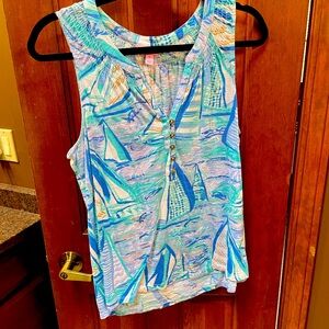 EUC Sz M Lilly Pulitzer Essie tank, sail boats